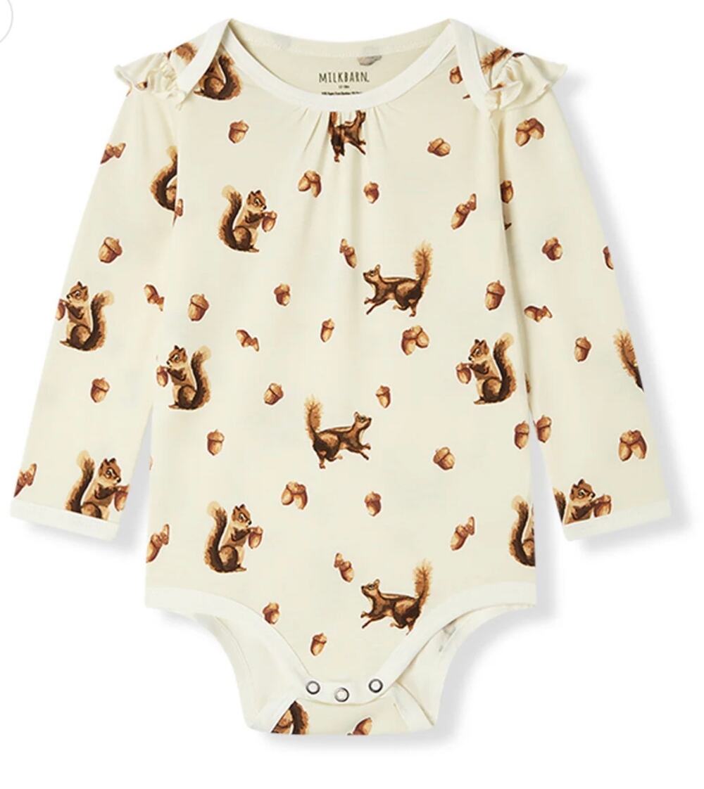Milkbarn Luxe Stretch Ruffle One Piece, Chipmunk, NWT, multiple sizes available